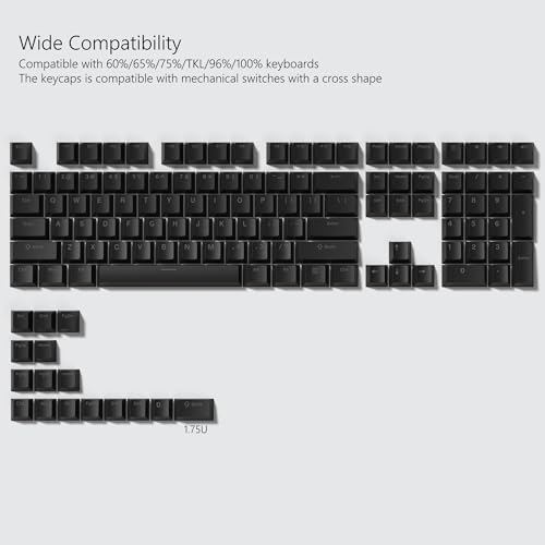 Image of Womier Black Keycaps for Mechanical Keyboard, Shine Through Key caps | PBT Custom Keycap Doubleshot, Universal Compatiability for 60 75 100 Percent Cherry Gateron MX Switches Keyboard, Black