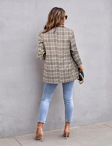 Image of CRAZY GRID Womens Casual Blazer Jacket Long Sleeve Open Front Work Office Blazer Lapel Button Jacket