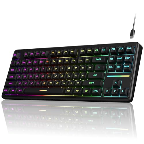 EWEADN V80 Wired TKL RGB Gaming Keyboard, 80% Compact Layout...