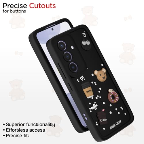Image of Pikkme Back Cover for Samsung Galaxy S24 5G | Cute Fun Cartoon 3D Bear Silicone Full Body Protection Bumper Cover (Black) | Cute