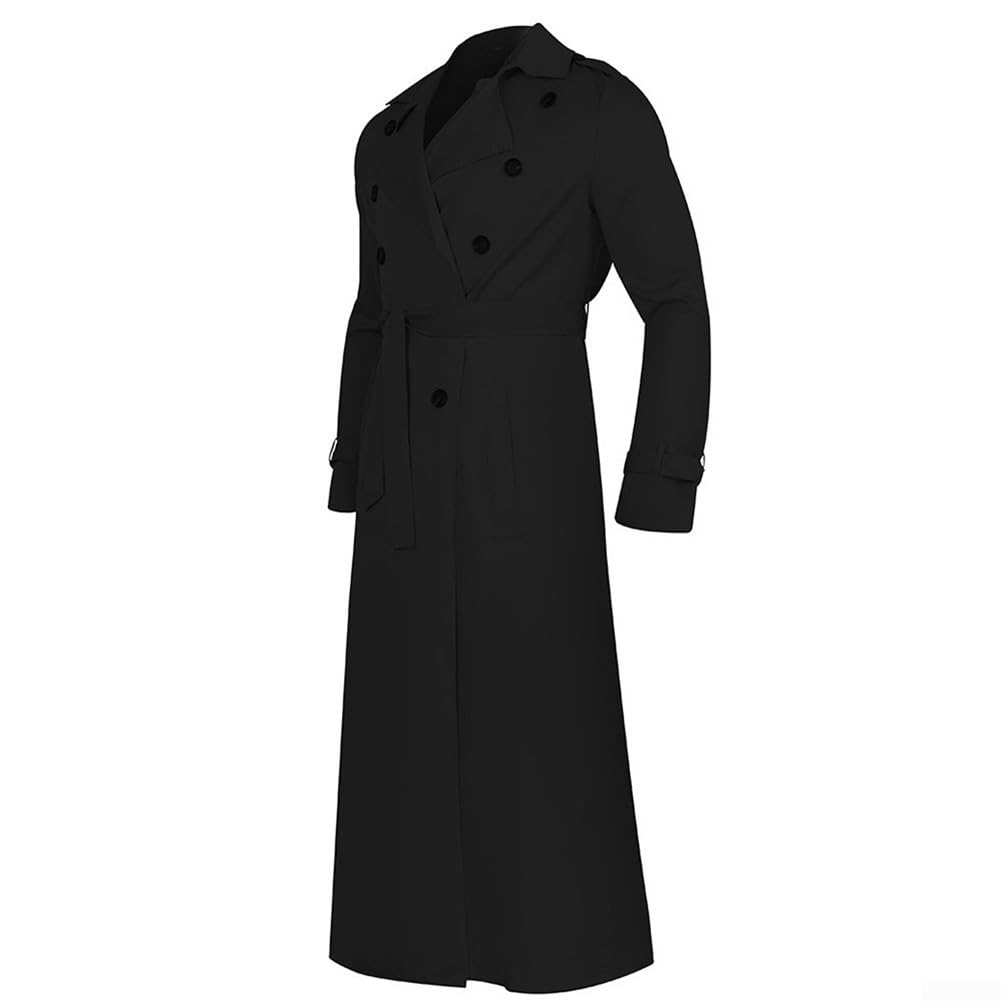 Trench-coat long d'hiver tendance pour homme - Veste parka ample pour les fêtes et les affaires (M Noir)