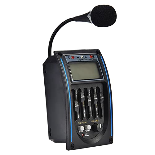 Advanced 5 Band EQ Preamp Pickup with Digital Tuner for Acoustic Guitar - Versatile Tuning and Equalizer System with Backlit LCD and LED Indicators