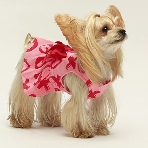 Fitwarm Mothers Day 100% Cotton Dog Dress Xoxo Pet Clothes Hugs And Kiss Girl Puppy Clothes Doggie Outfits Romantic Cat Apparel Dating Dogs Skirts Red Heart Doggy Shirt Vest Pink Medium #TOP1