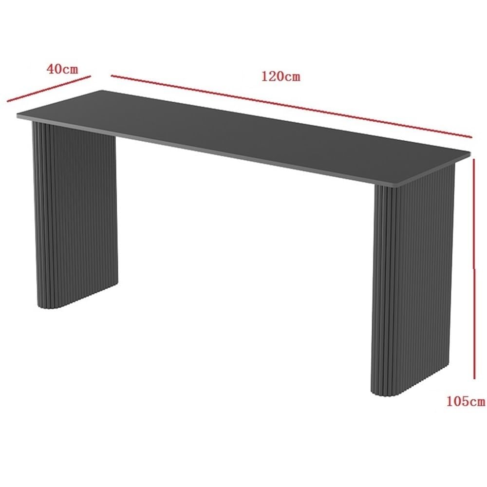 Table de Bar Table de Bar en Dalle Roche avec Pieds métal, Table Longue et étroite for Balcon Commercial(Noir)