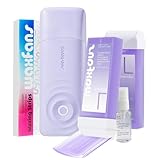 Waxfans Smart Wax Roller Kit – Roll-On Wax Kit for Women & Men, At-Home Waxing Kit for Body & Legs Hair Removal, Includes 2 Wax Refills & 50 Wax Strips, Easy & Smooth (Purple)