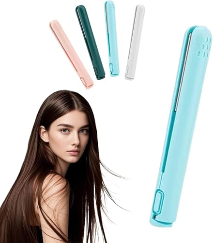 2 in 1 Mini Curling Iron for Short Hair,Hair Styling Appliances,Mini Hairs Straightener,Dual Purpose Curling Wand & Flat Iron,Portable USB Plug in Small Curling Tongs for Short and Long Hairs (Blue)