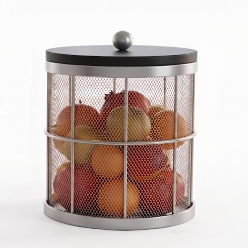 Image of Premium Fruit Basket for Kitchen, Dining Table | Trending Bird Design Fruit Basket with Lid | Decorative Bulbul Basket for Fruits, Vegetables and Snacks (Design 3 - Silver)