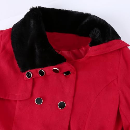 Winter Women's Fashion Trench Coat Lapel Wool Double Breasted Casual Belted Pea Coat with Warm Coat4