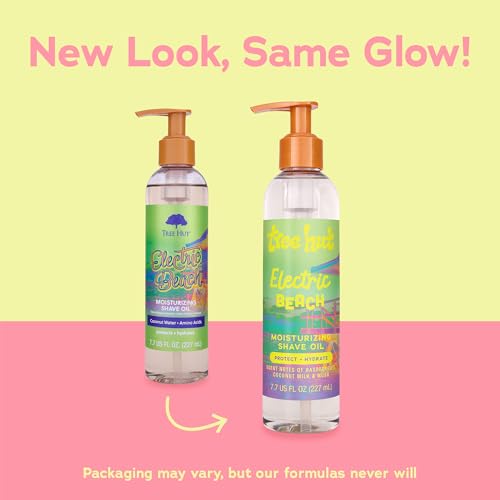 Image of Tree Hut Electric Beach Moisturizing Shave Oil, 7.7 Fl Oz | Nourishing Gel-to-Oil Formula for a Close, Smooth Shave, Made with Shea Butter, For All Skin Types
