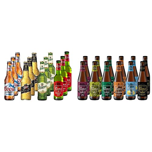 Lagers del Mundo Pack Degustación de Cerveza - 12 botellas x 330 ml - Total: 3960 ml & Pack Cerveza Artesanal 6 Estilos, Botella, 12 x 330ml