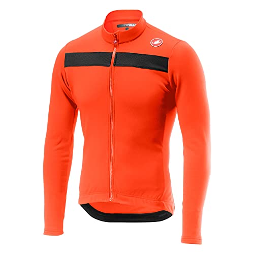 Castelli Cycling Puro 3 Jersey FZ for Road and Gravel Biking I Cycling - Orange/Black Reflex - Medium