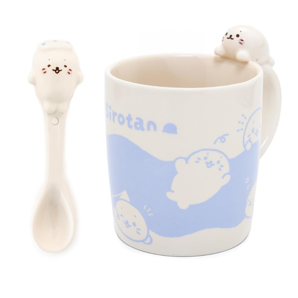 Amazon.co.jp: しろたん のんびりマグカップ＆スプーンセット 370mL 