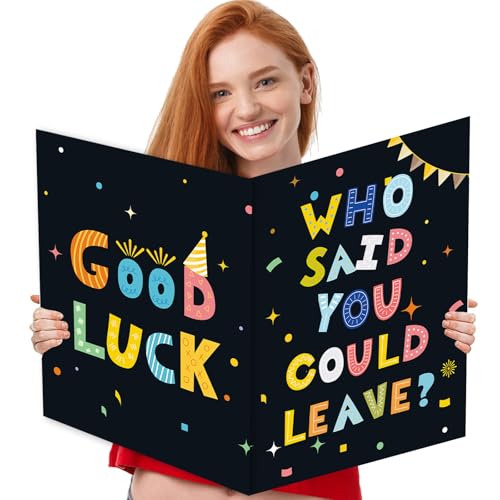 Image of Idealmuzik We Will Miss You Card,Large Goodbye Jumbo Good Luck Card with Envelope, Who Said You Could Leave Decorations, Big Farewell Giant Coworker Leaving Going Away Party Decorations (14x22iinch)