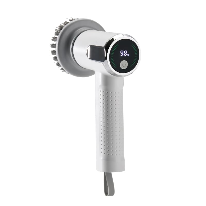 Image of Electric Spin Scrubber, 2 Speeds Electric Scrubber for Cleaning, with 3 Replaceable Heads，Cordless Shower Scrubber with Battery Level Display, Electric Cleaning Brush for Bathroom /Sink /Window
