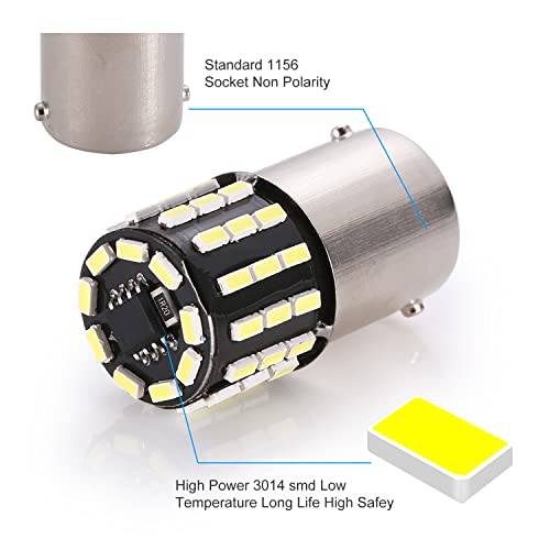 Luyed 12-24V Super Bright Low Power !10 X 650 Lumens 1156 1141 1003 3014 48Smd Led Light Bulb Use For Back Up Reverse Lights,Brake Lights,Tail Lights,Rv Lights White #TOP1