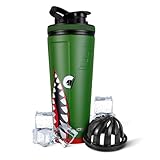 Ice Shaker Insulated Stainless Steel Shaker Bottle | 36oz, Bomber | Cold for 30+ Hours | Insulated Cup with Twist-on Agitator | Odor-Free Bottle for Protein Shakes, Water, Smoothies, Cocktails