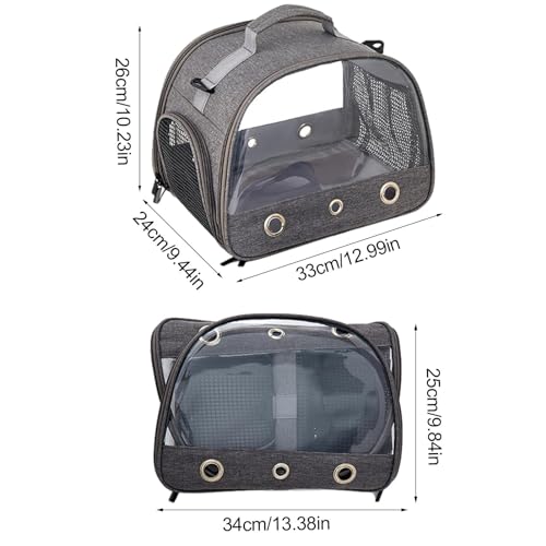 Bird Travel Carrier Cage, Parrot Cage with Standing Perch, Lightweight Breathable Parrot Cage with Metal Tray, Small Pet Carrier Bag with Shoulder Strap, for travel hiking Camping - Image 6