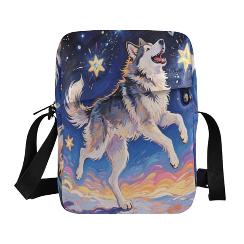 Dancing Siberian Husky Dog Oil Painting messenger bag for women Crossbody Small Bags For Women Womens Cross Body Purse Adjustable Strap for Outdoor Daily outdoor sports - Main Image