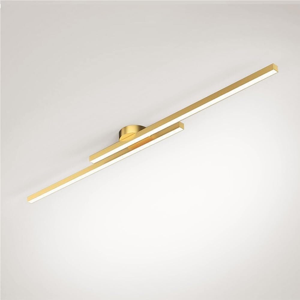 Cosrub Gold(6000K) Linear Led Ceiling Lights, Modern Long Strip Ceiling Lamp Minimalist Indoor Flush Mount Ceiling Lighting For Living Room Bedroom Office(,60Cm/23.62In)