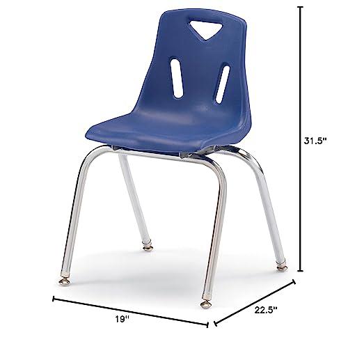Jonti-Craft Berries 8148Jc6003 Stacking Chairs With Chrome-Plated Legs, 18" Height, Blue, Pack Of 6 #TOP3