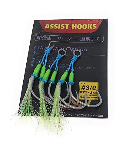 Assist Hooks Jigging Slow Fast Jigs Fishing jigs Stinger Hook Dancing Jigging Hooks (3 pcs 3/0-3 Glow Green)