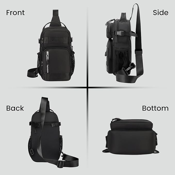 Image of Sling Bag for Men & Women- Crossbody Sling Bag for Travel, Cycling & Hiking | Waterproof Shoulder Bag with Compartment and Zipper Pockets