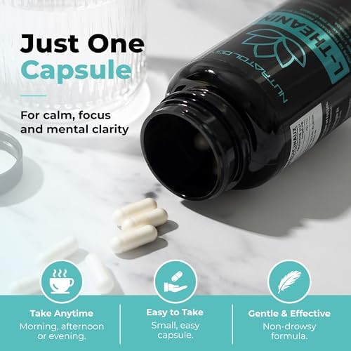 Nutratology® L-Theanine 250MG Capsules | Canadian-Made | For Stress Management | Promotes Relaxation & Calmness Without Drowsiness - L-Theanine Supplement for Stress Relief | 120 Capsules