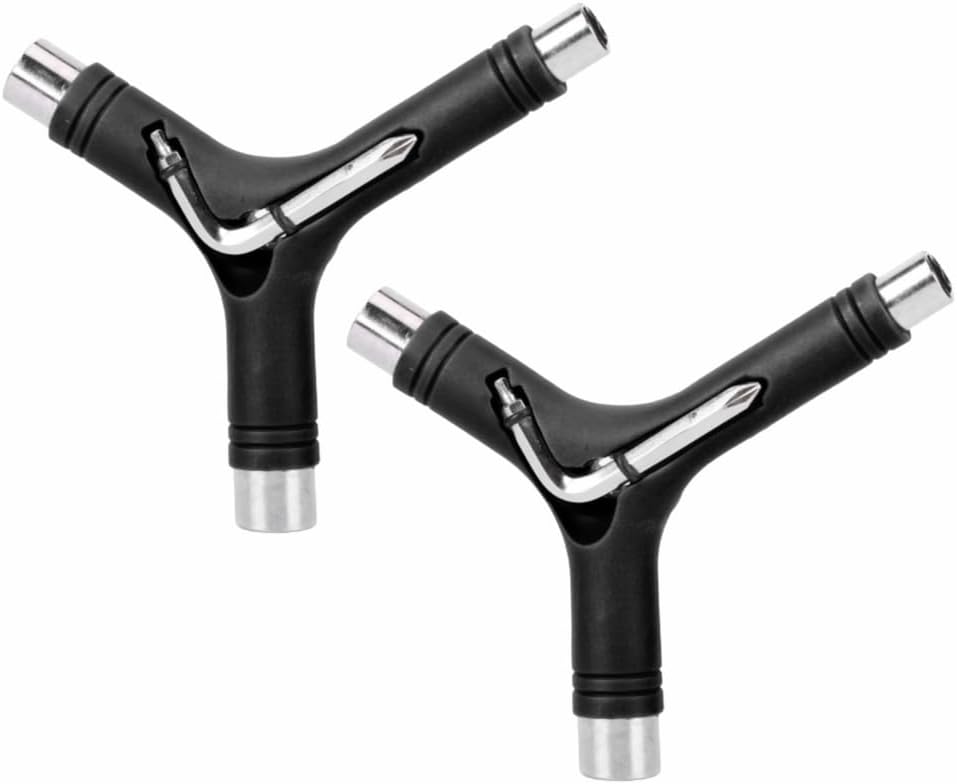2PCS Y Type Skateboard Wrench, 5 in 1 Multi-Function Skate Tool with 3 Sizes Holes