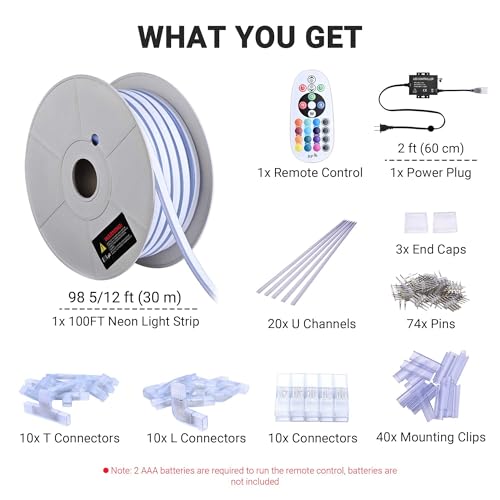 Yescom Kit de Luces Neon Led RGBW 100ft IP65 miniatura 3