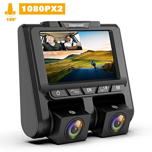 Dash Cam Doppia Telecamera 1080P Con Obiettivo Rotante 360° E Visione Notturna IR