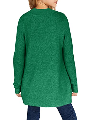 Image of Girls Cardigan Kids Open Front Oversized Sweater with Pockets | Casual Cardigans, Soft Knit, Long Sleeve, Uniform Cardigan for Girls, 7-14 Years