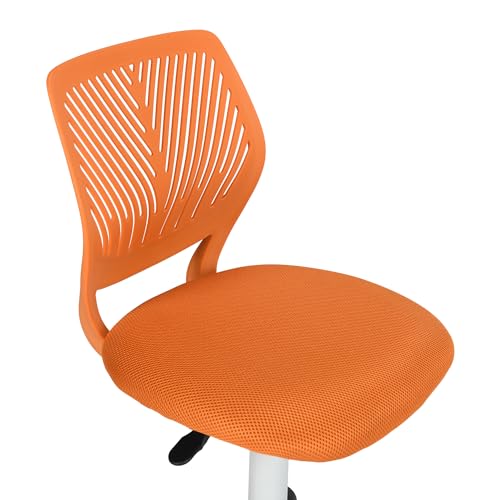 FurnitureR Kompakter Klassenstuhl, ergonomischer Sitz für Schule, Rückenlehne aus atmungsaktivem Netzgewebe, höhenverstellbar, Zeichenzimmerstuhl für Kinder, leicht zu verschieben, 360 °, Orange