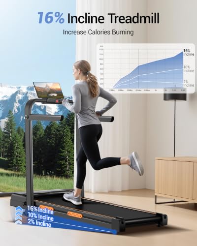 Image of 16% Incline Treadmills for Home, Foldable Treadmill with Incline