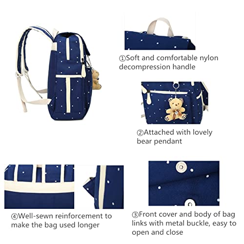 Polka-Dot Girls Backpack-Combo, Canvas School Bags Casual Daypack, Pink Elementary Girls Bookbags With Crossbody Bag #TOP6