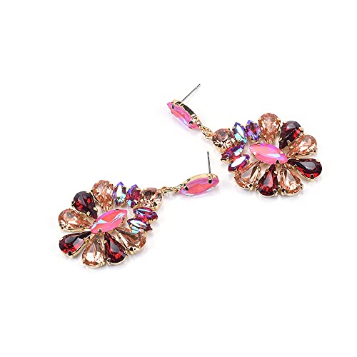 Boucles d'oreilles en diamant pleine fleur et strass multicouches de luxe