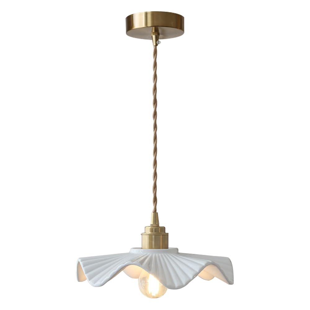KXKLGWHN E26 Light Source Ceramic Hanging Light, Modern Industrial Style Pendant Lamp, Single Head Ceiling Chandelier, Living Room Dining Room Corridor Decorative Lighting Fixtures