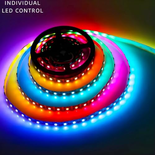 Image of WS2812B RGB Pixel Strip 5M, 300 Individually Addressable LEDs, 5V Digital Programmable LED Strip for DIY Electronics, STEM, Robotics, IoT & Maker Projects(5 Meter, 60 LED /Meter)