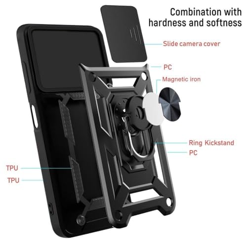 Image of AIBEX Back Cover for Vivo V29E 5G | D10 Tough Armor Case | Sliding Camera Shield | 360 Protection | Kickstand Ring Holder | Military-Grade Shockproof Bumper Case