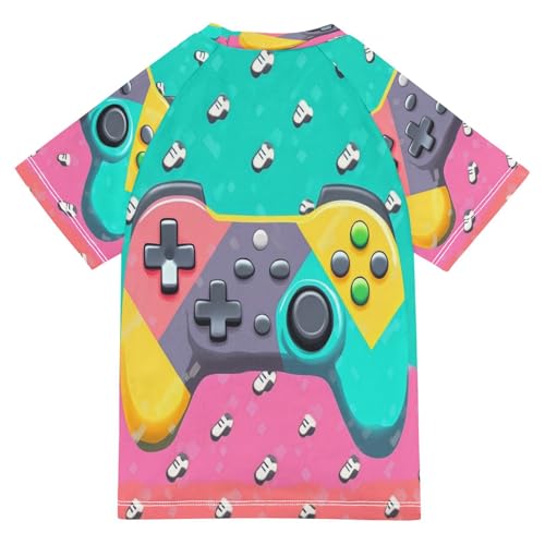Kids Swimsuit Video Game Colorful Play Sunscreen T-Shirts Swimwear Sets UPF 50+2