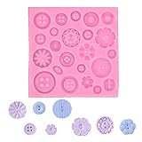 Fondant Silicone Molds | Button Shaped Mold | Silicone Resin Casting Molds - Ideal for DIY Candy, Chocolate, Pudding - Perfect for Parties | Easy-to-Use, Non-Stick Cake Decoration | Home Bakers (Pink)