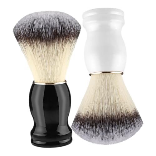 Gatuida 2 piezas Brochas de Afeitar para Hombre con Mango Suave Cepillos de Barbería Multifuncionales para Limpieza y Afeitado Diseño Ergonómico Negro y Blanco