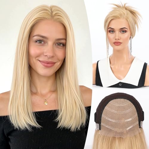 Image of KKU 5x5 Lace Front Human Hair Wig,Real Hair Wigs for Women,Glueless,Non-Slip Silicone Pads and Skin-Friendly Cap(16 Inch, Golden Blonde)