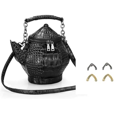 Baufooer Gothic Teopot Purse with Gothic Stud V Shaped Earring Cover