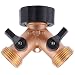 Abreuvoir chronométré 3/4" rapide eau du robinet connecteur à deux voies Double Jardin Double laiton Robinet tuyau d'arrosage Adaptateur Splitter Connecteur for l'irrigation des jardins Pour robinet e