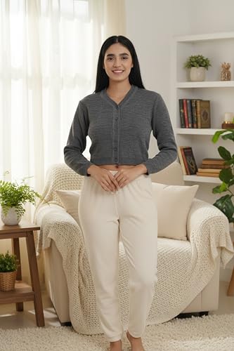 Image of Women Winter Wear V-Neck Full Sleeves Regular Fit Woollen Blouse