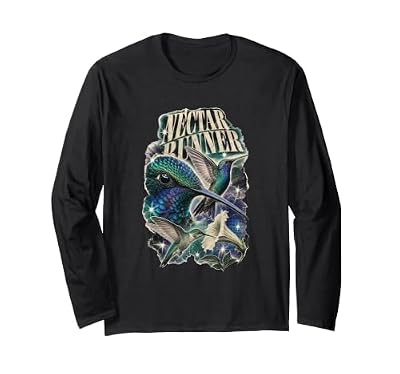 Hummingbird Nectar Runner Bootleg Nature Bird Lover Garden Long Sleeve T-Shirt