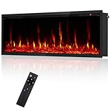 GARVEE Electric Fireplace 50 Inch, Wall Mounted Electric Fireplace, WiFi&Alexa Remote Control with Timer,Touch Screen,Adjustable Flame Color and Speed,750W/1500W
