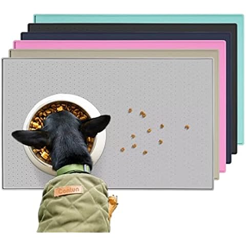 Conlun Hunde Futtermatte Katzen Futtermatte, Rutschfestes Design, 100% wasserdichte Haustierfutter Matte, erhöhter Rand,um EIN Auslaufen von Wasser oder Lebensmitteln zu vermeiden, spülmaschinenfest Cover