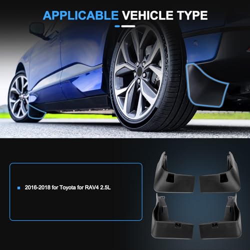 Image of ECCPP Mudguard Splash Guards Front & Rear 2016-2018 for Toyota for RAV4 2.5L Mud Flaps Set of 4 Flexible and Bendable Mud Flaps Splash