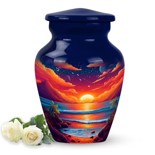 Image of Beach Urn - Funeral Cremation Urn for Ashes - 3 Inch - Pack of 1 - Cremation for Human - Unique Urns for Adult Ash - Small Keepsake Urns for Mom & Dad